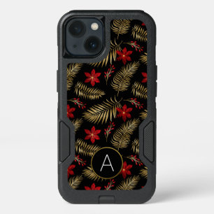 Monogram Tropical Black and Gold Foil Leaves iPhone 13 Case