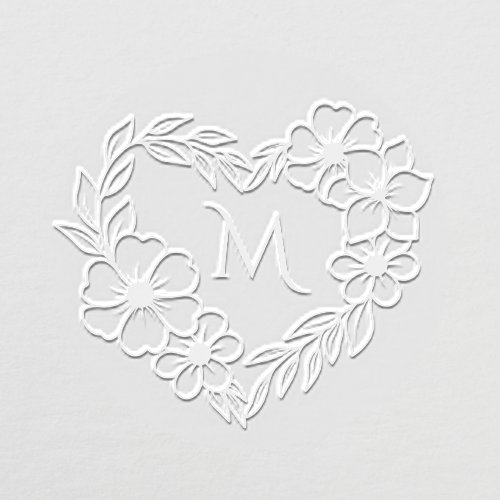 Monogram Tropical Floral Heart Wedding Embosser