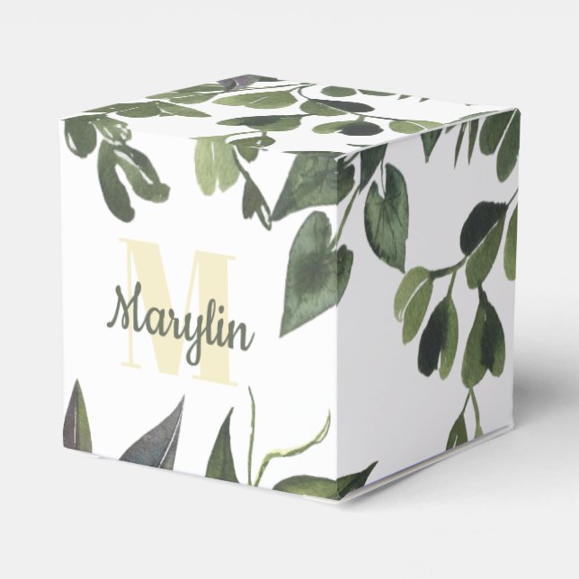 Monogram Tropical Foliage Minimal design Favor Boxes (Back Side)