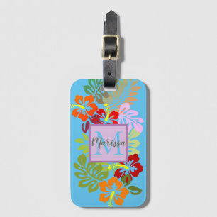 Monogram Tropical Hibiscus Flower Luggage Tag