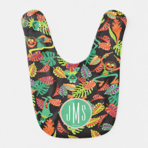 Monogram Tropical Kermit & Animal Pattern Baby Bib