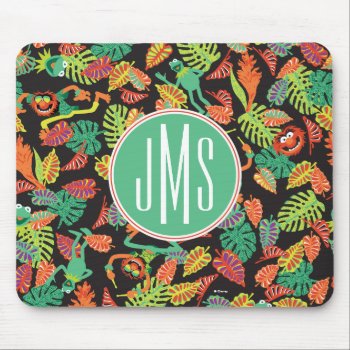 Monogram Tropical Kermit & Animal Pattern Mouse Pad by muppets at Zazzle