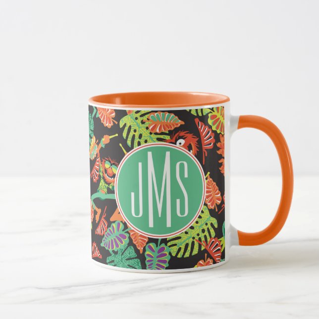 Monogram Tropical Kermit & Animal Pattern Mug (Right)