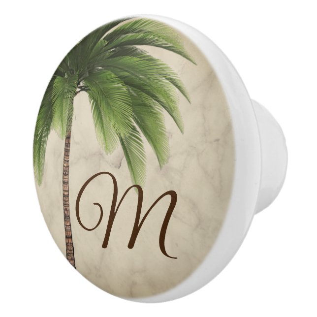 Monogram Tropical Palm Elegant Stylish Ceramic Knob (Right)