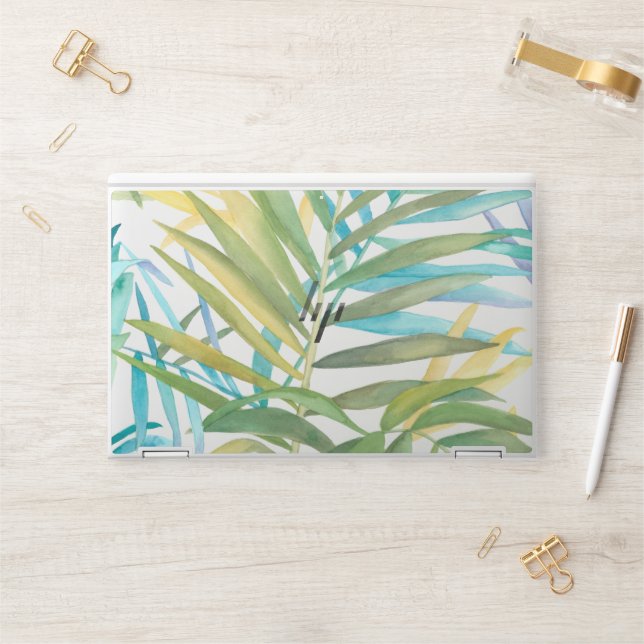 Monogram | Tropical Palm Leaves 2 HP Laptop Skin (Desk)