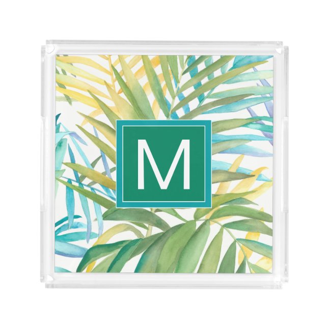 Monogram | Tropical Palm Leaves Acrylic Tray (Front)