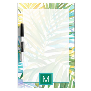 Monogram   Tropical Palm Leaves Dry Erase Board