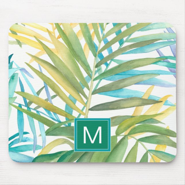 Monogram | Tropical Palm Leaves Mouse Pad (Front)