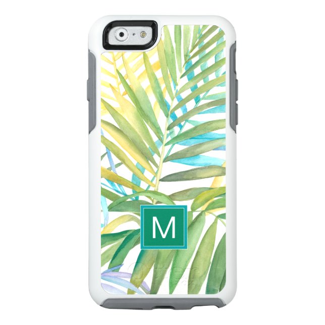 Monogram | Tropical Palm Leaves Otterbox iPhone Case (Back)