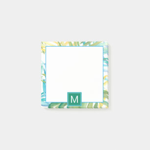 Monogram   Tropical Palm Leaves Post-it Notes