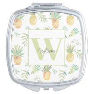 Monogram Tropical Pineapple Name Compact Mirror