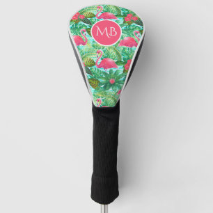 Monogram Tropical Pink Flamingo Floral Girly Golf Head Cover