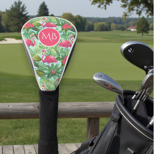 Monogram Tropical Pink Flamingo Floral Girly Golf Head Cover