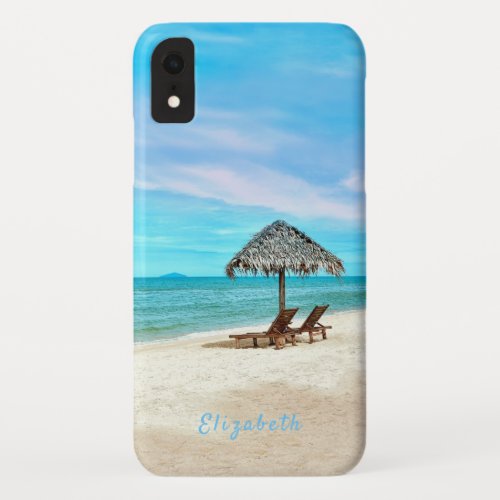 Monogram Tropical Sand Beach Scene iPhone XR Case