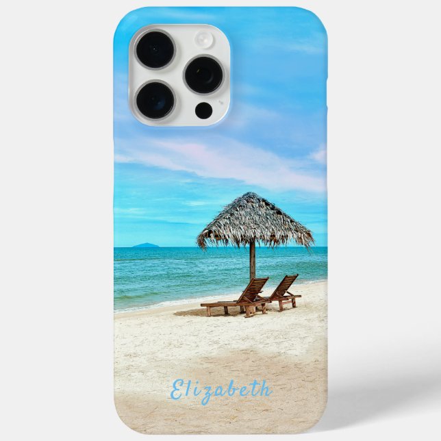 Monogram Tropical Sandy Beach Landscape Case-Mate iPhone Case (Back)