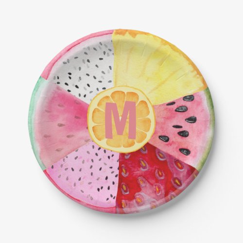 Monogram Tropical Summer Fruit Tutti Fruitti Paper Plates