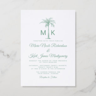 Monogram Tropical Wedding Letterpress Invitation