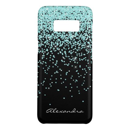 Monogram Turquoise and Black Glitter Sparkle Case-Mate Samsung Galaxy S8 Case