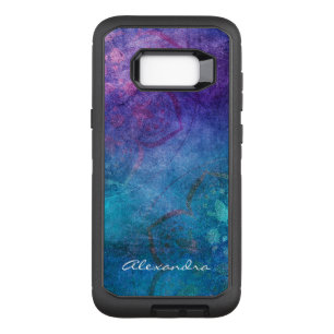Monogram Turquoise and Green Lotus Flower OtterBox Defender Samsung Galaxy S8+ Case