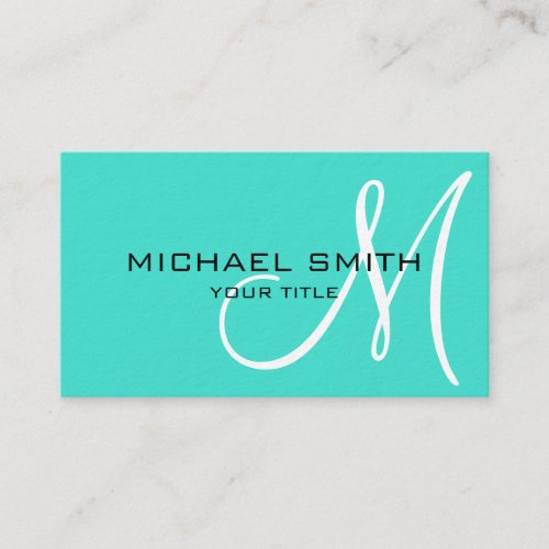 Monogram Turquoise color background Business Card