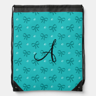 Monogram turquoise diamonds and bows drawstring bag