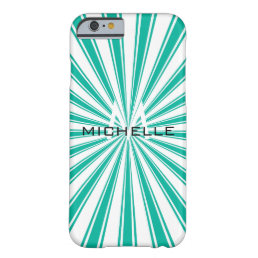 Monogram Turquoise Funky Sun Rays Retro Stripes Barely There iPhone 6 Case