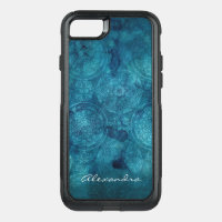 Monogram Turquoise Mandala Watercolor Pattern