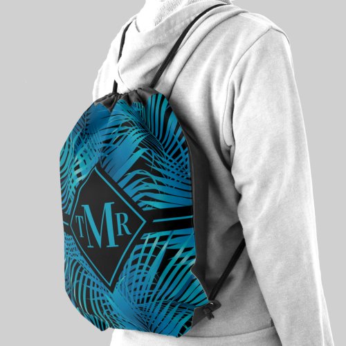 Monogram Turquoise Palm Drawstring Bag