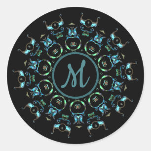 Monogram Turquoise Pearl Mandala Stickers