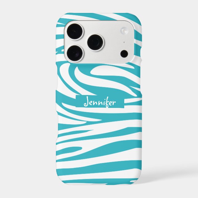 Monogram Turquoise Striped Zebra Pattern Trendy Ca Iphone Case (Back)