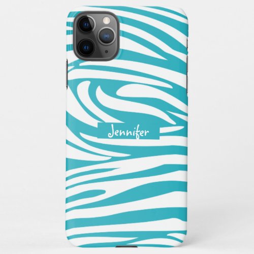 Monogram Turquoise Striped Zebra Pattern Trendy Ca iPhone 11Pro Max Case