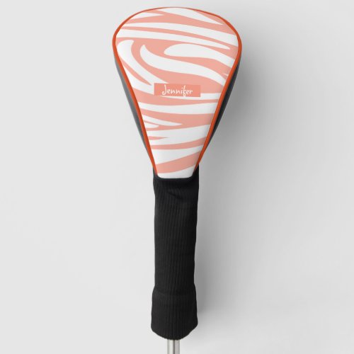 Monogram Turquoise Striped Zebra Pattern Trendy Golf Head Cover