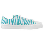 Monogram Turquoise Striped Zebra Pattern Trendy Low-Top Sneakers (Left Shoe Inside)