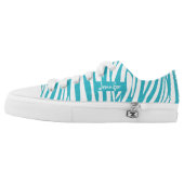 Monogram Turquoise Striped Zebra Pattern Trendy Low-Top Sneakers (Left Shoe Outside)
