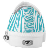 Monogram Turquoise Striped Zebra Pattern Trendy Low-Top Sneakers (Left Shoe Back)