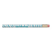 Monogram Turquoise Striped Zebra Pattern Trendy Pencil (Rotated 270)