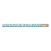 Monogram Turquoise Striped Zebra Pattern Trendy Pencil (Back)