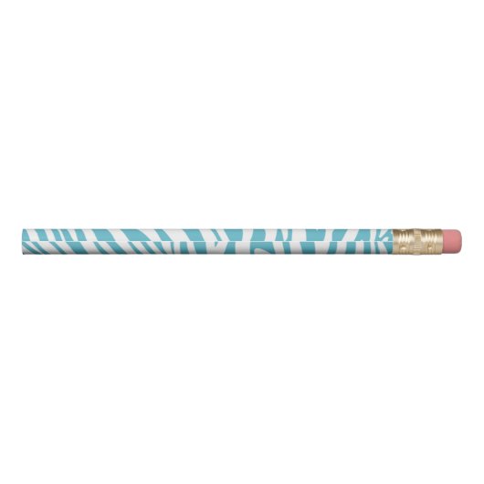 Monogram Turquoise Striped Zebra Pattern Trendy Pencil (Back)