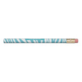 Monogram Turquoise Striped Zebra Pattern Trendy Pencil (Rotated 90)