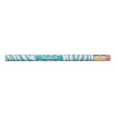 Monogram Turquoise Striped Zebra Pattern Trendy Pencil (Front)