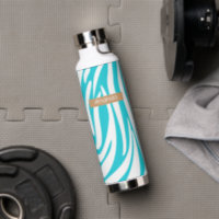 Turquoise Zebra Monogram Water Bottle With Straw, Kids Water Bottle, Toddler  Tumbler, Zebra Print Tumbler, Stainless Steel Water Bottle 