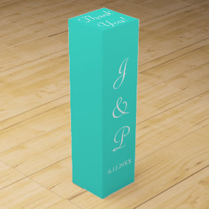 Monogram Turquoise White Wedding Wine Box