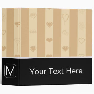 Monogram Tuscan Stripe Modern Heart Pattern Binder