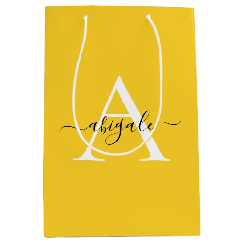 Monogram Tuscany Yellow  Minimalist Elegant Medium Gift Bag