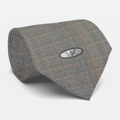 Monogram Tweed Look Tie _ Gray Elegant Gift Him