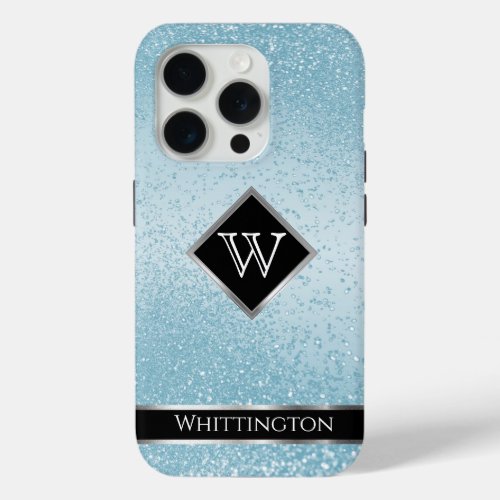 Monogram Twinkle Ombre _ Baby Blue iPhone 15 Pro Case