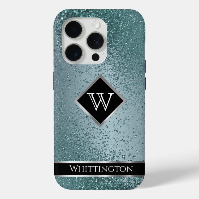 Monogram Twinkle Ombre - Teal Case-Mate iPhone Case (Back)