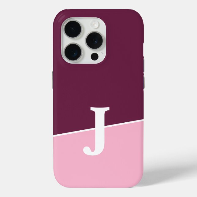 Monogram Two Colors Berry & Blush Case-Mate iPhone Case (Back)