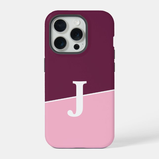 Monogram Two Colors Berry & Blush Iphone Case (Back)