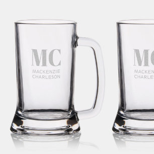 Monogram Two Initials Name Custom Stein